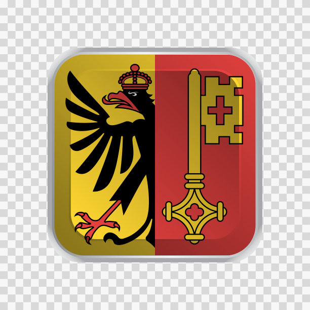 在透明的背景元素为网站的方形按钮上的瑞士日内瓦国旗。图片下载