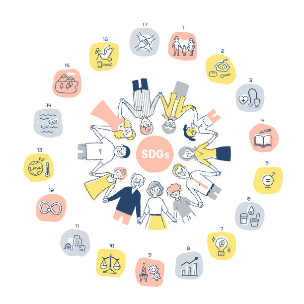 可持续发展目标图片:不同种族的人们手拉着手围成一个圈图片下载