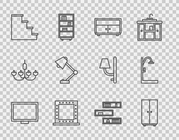 在餐桌衣柜衣柜上设置线条相框图片下载