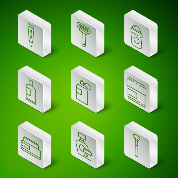 设置线化妆刷，面霜或化妆水化妆品图片下载