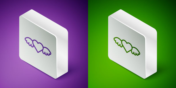 等距线心与翅膀图标隔离上图片下载