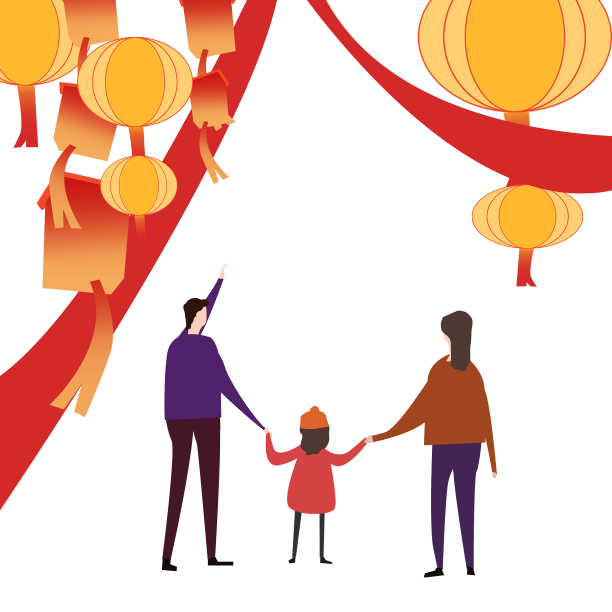 新年春节元宵节赏花灯一家人图片下载