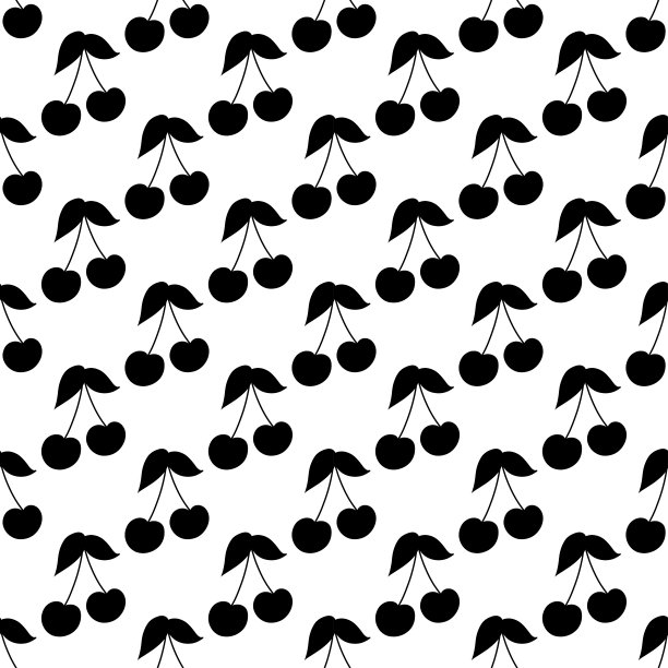黑色和白色无缝图案与樱桃莓图片下载