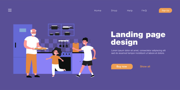 爷爷和他的孙子们在厨房里做饭图片下载