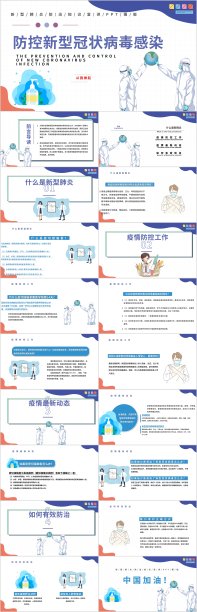 防控新型冠状病毒感染ppt模板素材图片