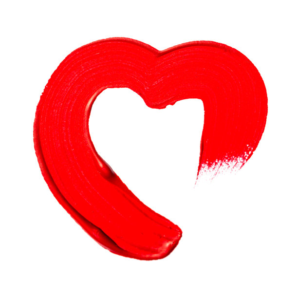 心形由红色颜料和刷子制成图片下载