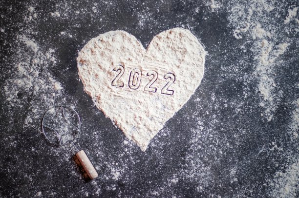 心形创作2022年小麦粉，2022年新年快乐创意照片图片下载