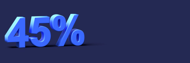3d蓝色字45%折扣空白背景图片下载