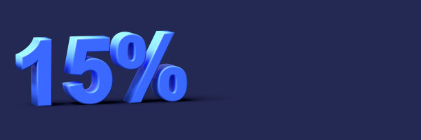 3d蓝色字15%折扣空白背景图片下载