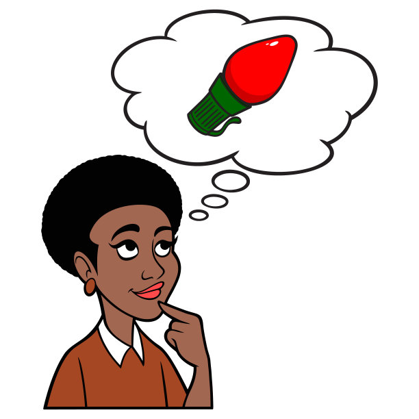 黑人女人在想圣诞彩灯图片下载