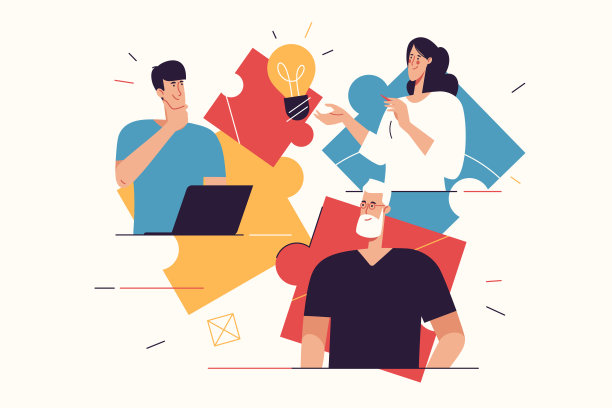 矢量插图描绘了一个快乐的年轻人寻找一个有效的解决方案。可编辑的中风图片下载