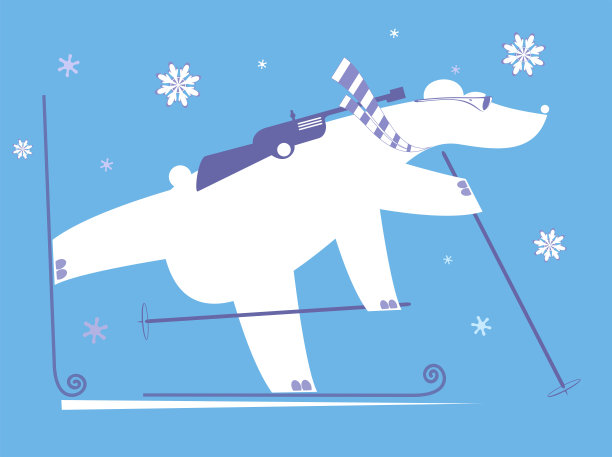 卡通冬季两项选手熊插图图片下载