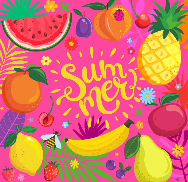 明亮的2022年夏季旗帜。图片下载