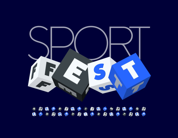 向量事件旗帜运动Fest与时髦的字母表字母和数字设置图片下载