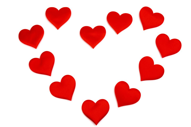 红心，孤立在白色背景上。装饰元素为设计情人节，请柬，封面，结婚卡片。图片下载