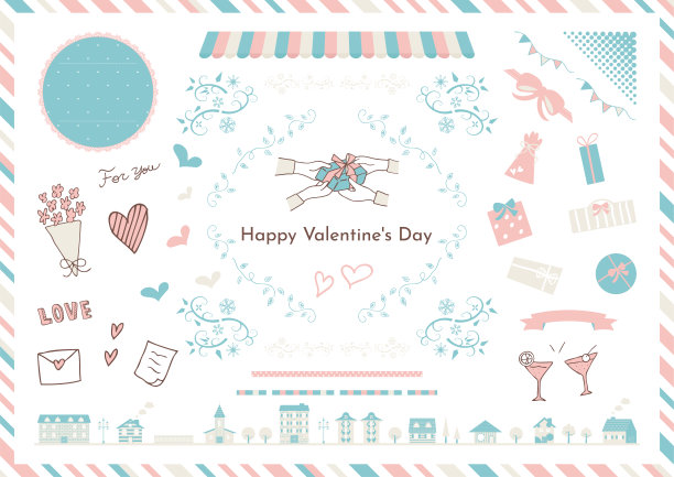 情人节的图标设置插图图片下载