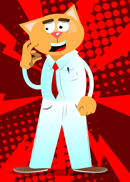 有趣的卡通猫显示ok的标志。图片下载