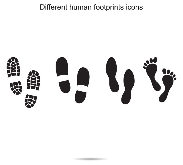 不同的人类脚印图标的想法设计矢量插图图形的背景图片下载