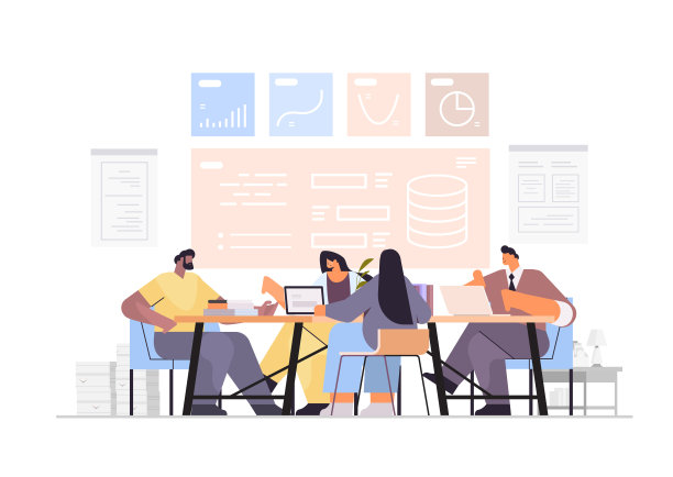 商务人士在会议期间用图表和图表分析财务数据，计划报告市场分析会计图片下载