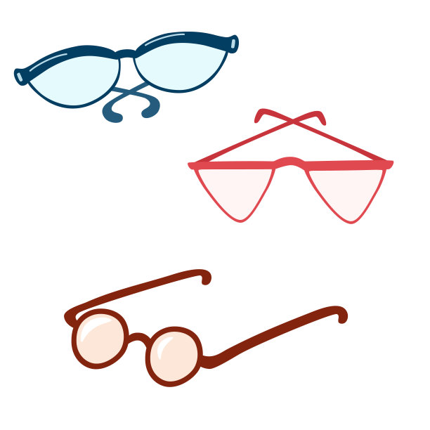 眼镜。配件。不同的老花镜。矢量卡通插图孤立在白色背景上。图片下载