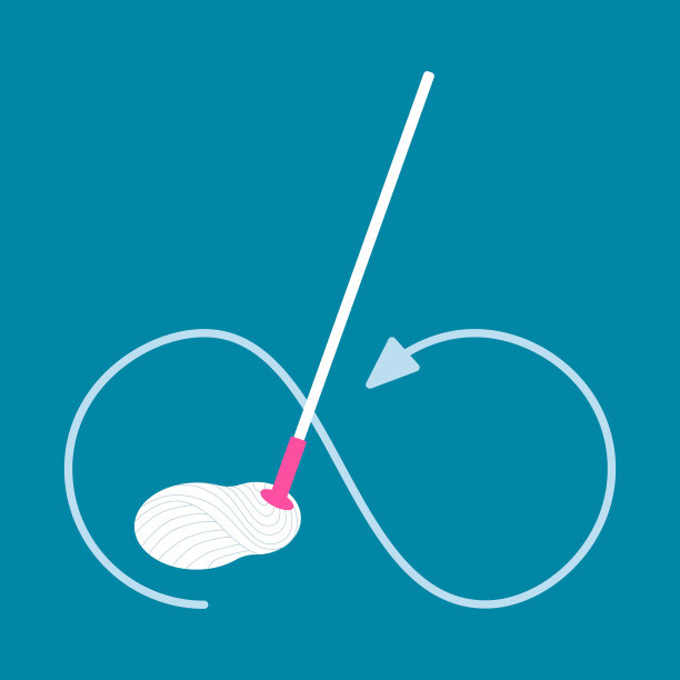 拖把在清洁地板。用超细纤维拖把清洁表面的平面信息图手册。图片下载