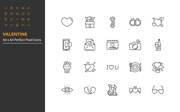 情人线图标集，爱，心，婚礼图片下载