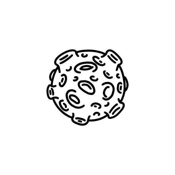 满月与坑在轮廓涂鸦风格，矢量插图孤立在白色背景。图片下载