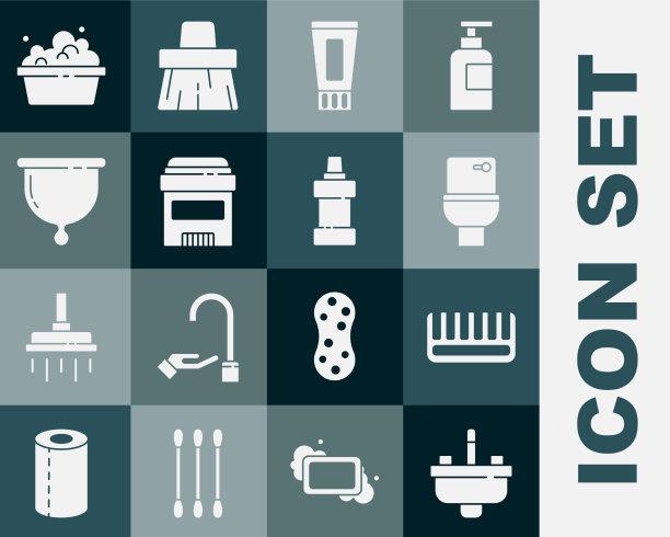 设置洗脸盆和水龙头、发刷卫生间图片下载