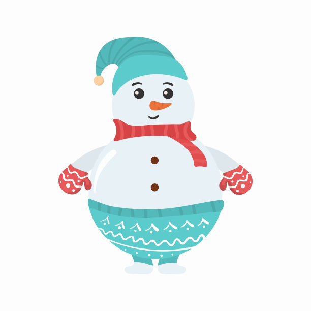 圣诞套装可爱的动物，雪人人物。图片下载