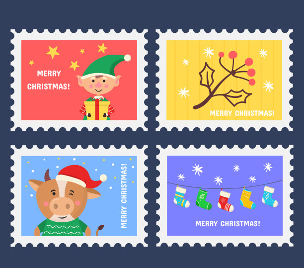 设置圣诞邮票、邮戳或贴纸图片下载