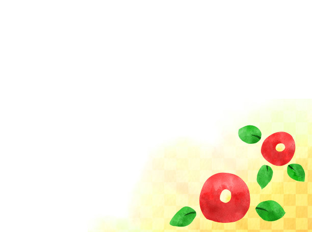 山茶花和日本图案背景。图片下载