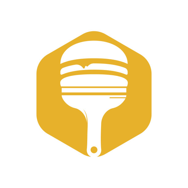 艺术餐厅和咖啡馆的标志设计。汉堡与油漆刷图标设计。图片下载