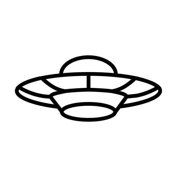 Ufo线图标，飞碟矢量标志孤立在白色背景上图片下载