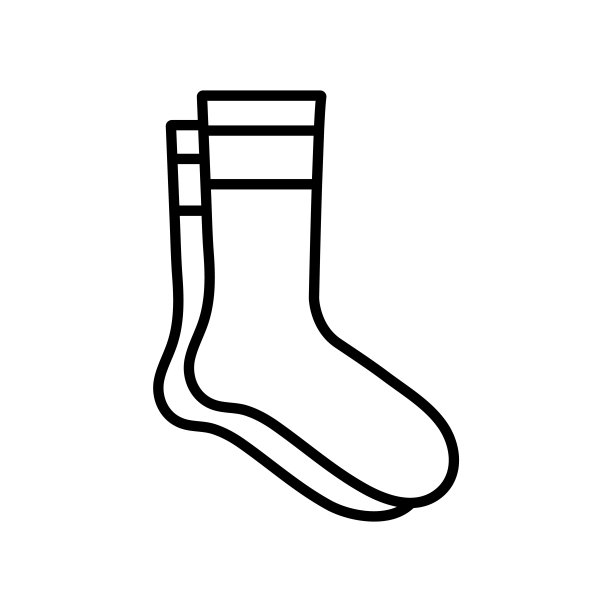袜子线图标，矢量标志孤立在白色背景上图片下载