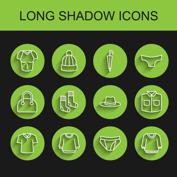 设置线衬衫，毛衣，t恤，男人内裤，袜子，和男人帽子图标。向量图片下载