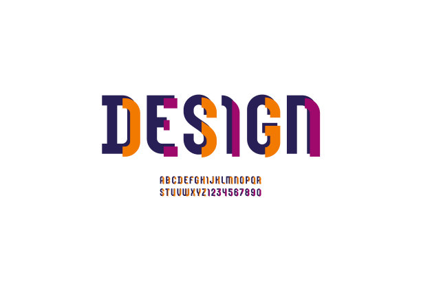 原始字体，都市现代新潮字母，时尚字母多色片，矢量插图10EPS图片下载