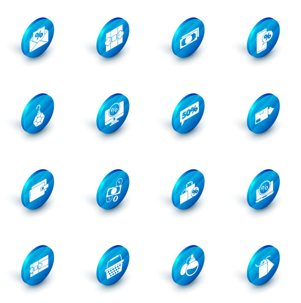 设置礼盒，堆栈纸钱现金，百分之十的折扣和电话，耳环，钱包，监视器，纸箱纸板和百分之五十的标签图标。向量图片下载