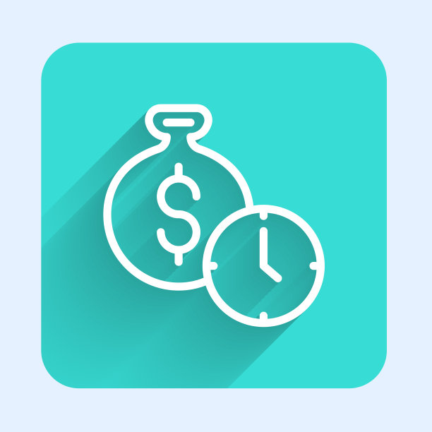 白线时间是金钱的图标孤立与长图片下载