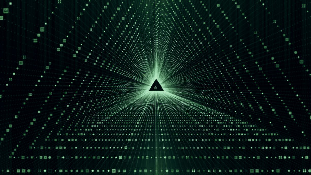 三角形形状，发光的霓虹灯摘要背景库存照片图片下载