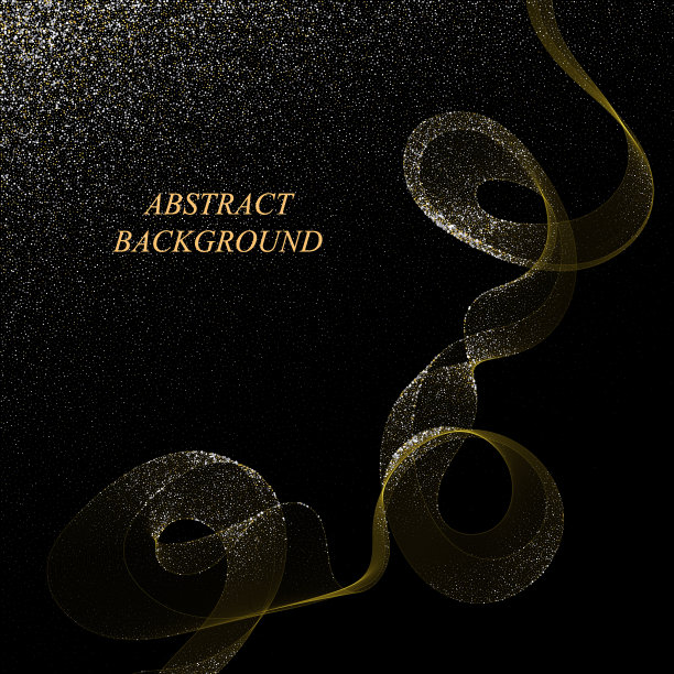 闪亮的金色波浪在黑色的背景与金色的灰尘。装饰元素。每股收益10图片下载