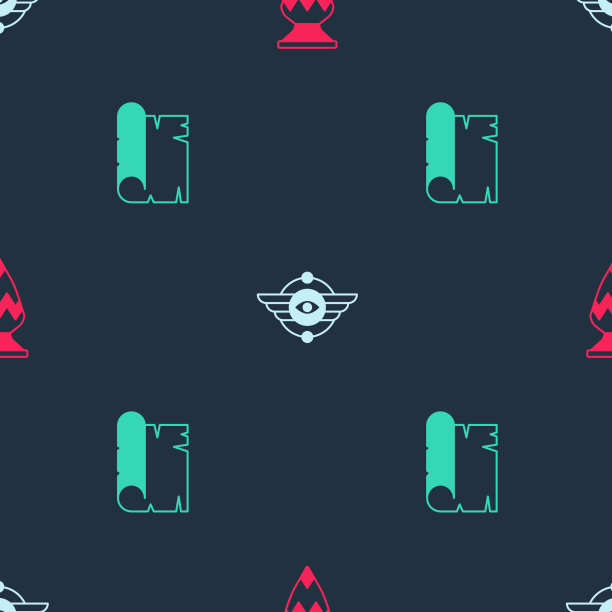 设置埃及花瓶象征有翼的太阳和纸莎草纸图片下载