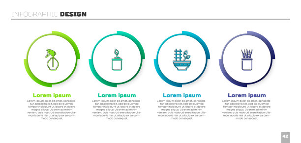 设置水喷瓶，发芽，盆栽和。业务信息模板。向量图片下载