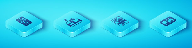 设置等距百分比折扣和移动，收银机的收银员，标识牌和肉包装牛排图标。向量图片下载