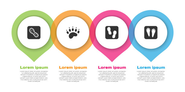 人的脚印鞋，熊掌，兔和野兔。业务信息模板。向量图片下载