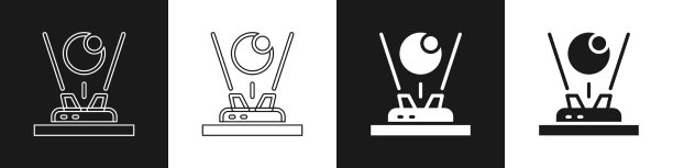 在黑白上设置孤立的全息图图标图片下载