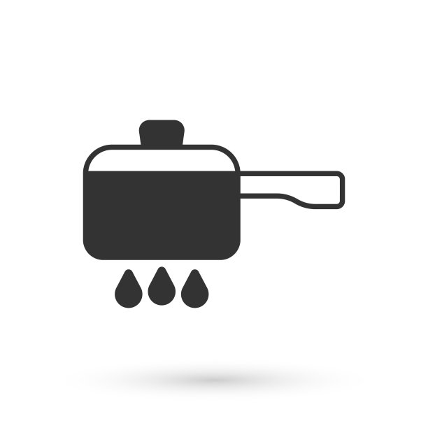 灰色烹饪锅在火图标孤立在白色图片下载