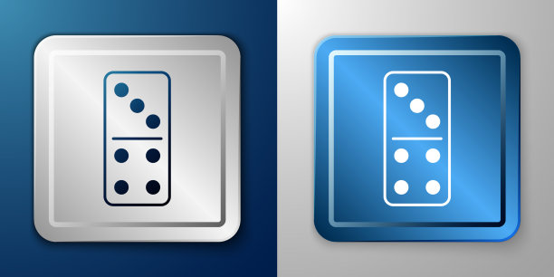 白色多米诺骨牌图标孤立在蓝色和灰色图片下载