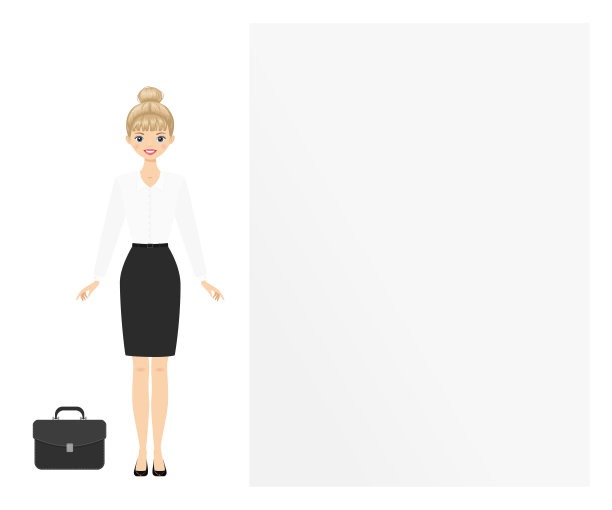 年轻漂亮的女商人正站在白板旁边图片下载