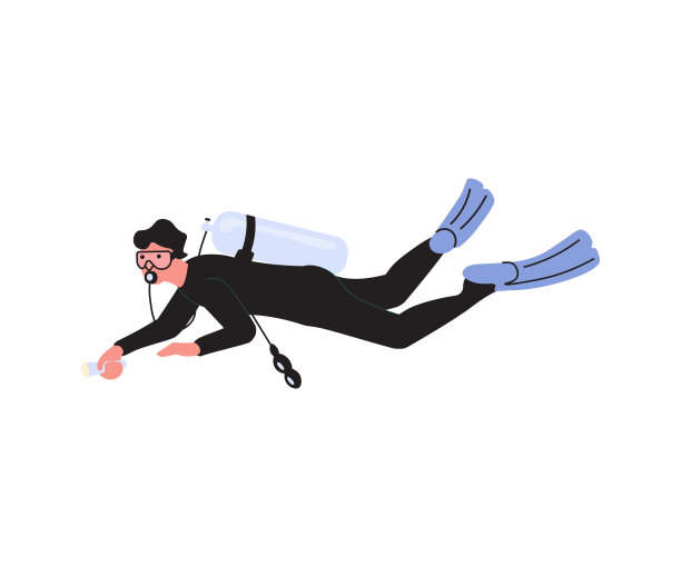 在白色背景上潜水的插图。图片下载