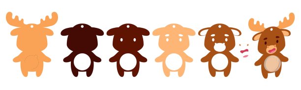 可爱的驼鹿糖果装饰。分层纸装饰处理支架圆顶。挂糖果的衣架，生日糖果，宝宝送礼会，万圣节，圣诞节。打印，裁剪，粘合。矢量插图。图片下载